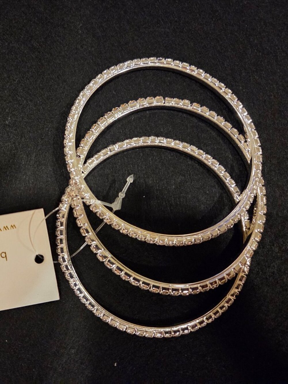 Vintage Crystal Silver Bangles Bracelet Set